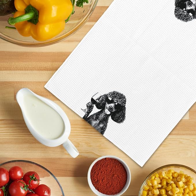 Funny Poodle Wine Kitchen Towels, Gifts - Image 5