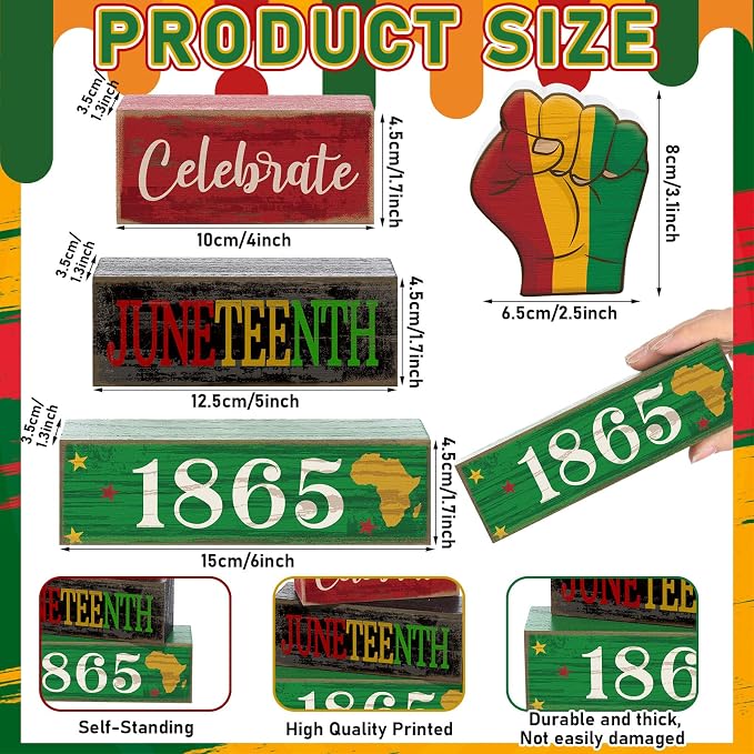 4 Pcs Juneteenth Table Decorations Juneteenth Tiered Tray Decor Rustic 1865 - Image 3