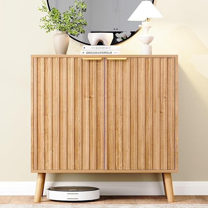 Set of 4 Fluted Storage Cabinet, Buffet Cabinet - Image 5