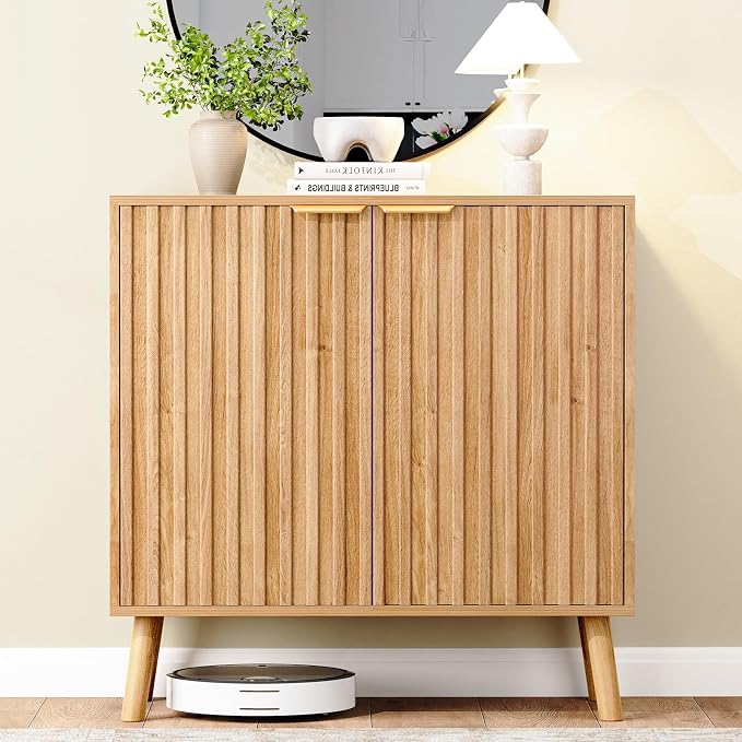 Set of 3 Fluted Storage Cabinet, Buffet Cabinet - Image 3