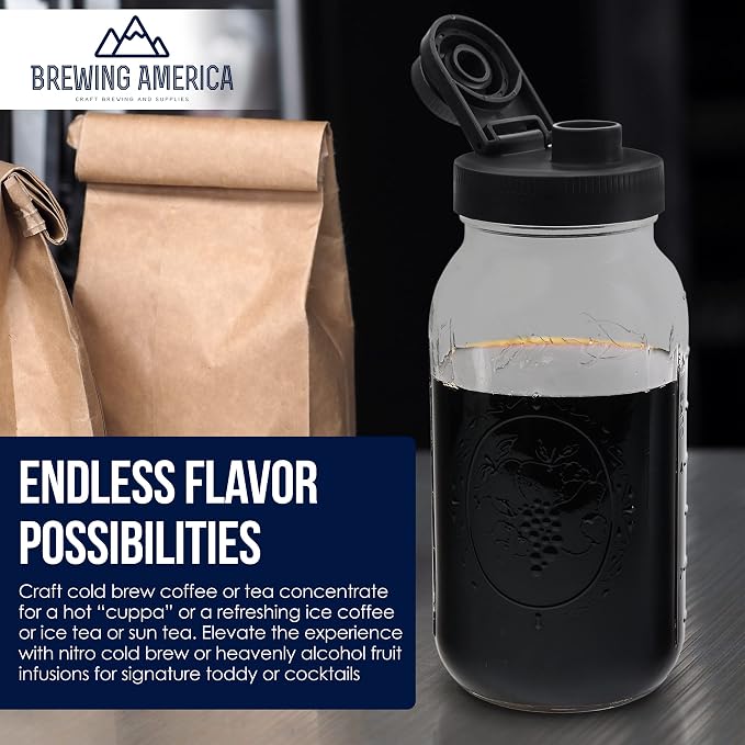 Brewing America Mason Jar Cold Brew Coffee Maker Infuser: Made in USA Wide - Image 3
