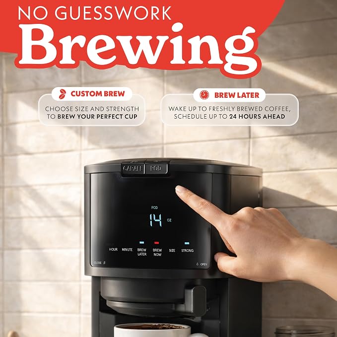 Gourmia 2-in-1 Single Serve and 12 Cup Coffee Maker - Image 5