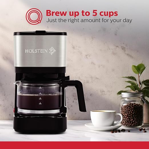 Holstein Housewares 5 Cup Coffee Maker – Compact Drip Coffee Machine - Image 2