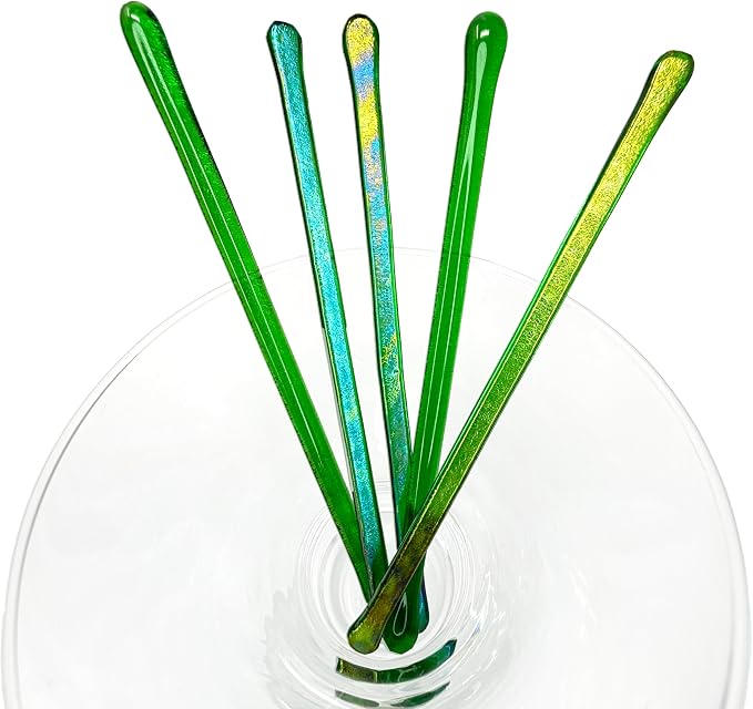 studioTica Handmade Glass Swizzle Sticks: Shamrock Fire, Cocktail + Hiball by studioTica