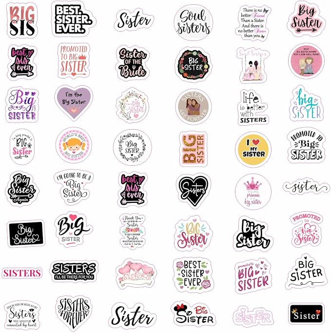 100Pcs Big Sister Stickers for Water Bottle and Laptop - Image 4