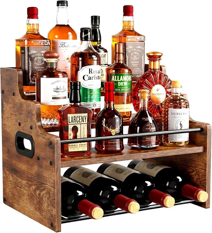 4-Tier Wood Display Shelf Wine Rack by Unknown