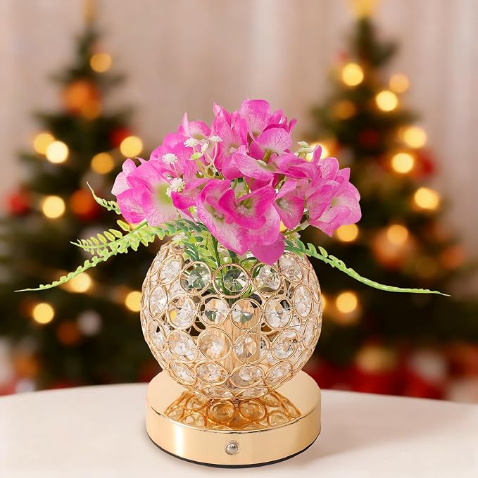 Purple Artificial Hydrangea Flower Lamp, 3 Color Dimmable Touch Control Night - Image 8