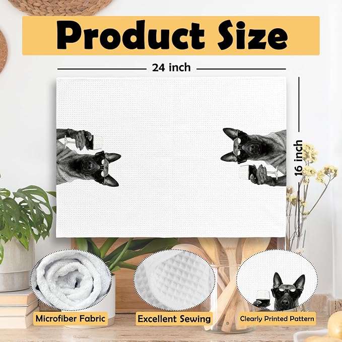 Funny Belgian Malinois Kitchen Towels Set of 2, Funny Dog Kitchen Accessories - Image 6