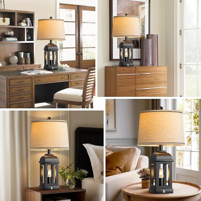 QiMH Table Lamp for Living Room, Farmhouse Lamps Set of 2 - Image 6