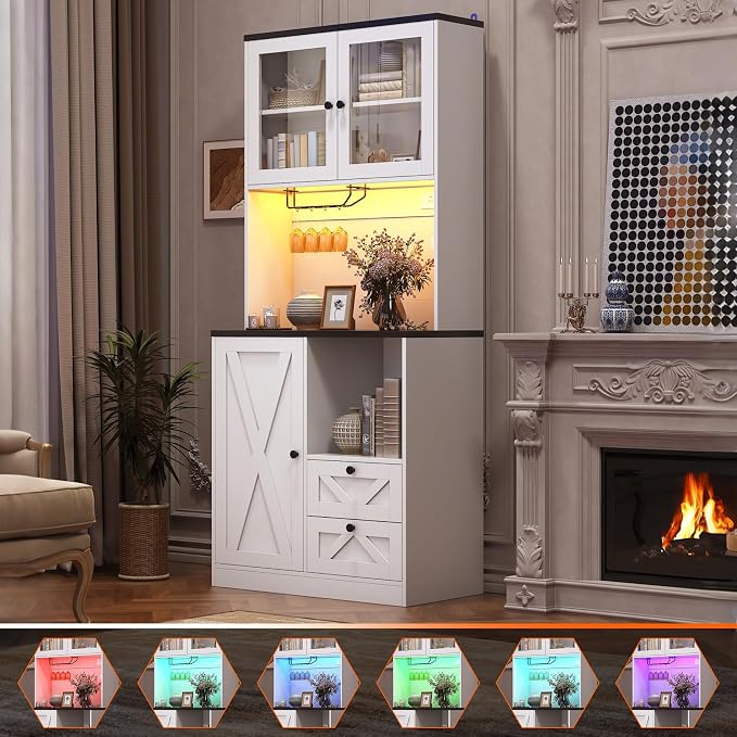 71" Tall Coffee Bar Cabinet - Image 8