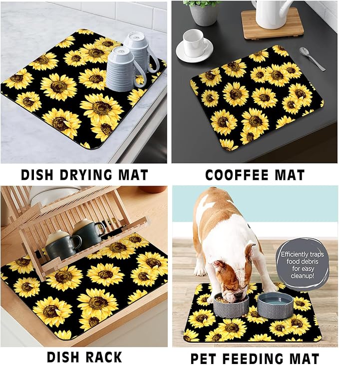 Coffee Bar Mat Rubber Dish Drying Mat - Image 4