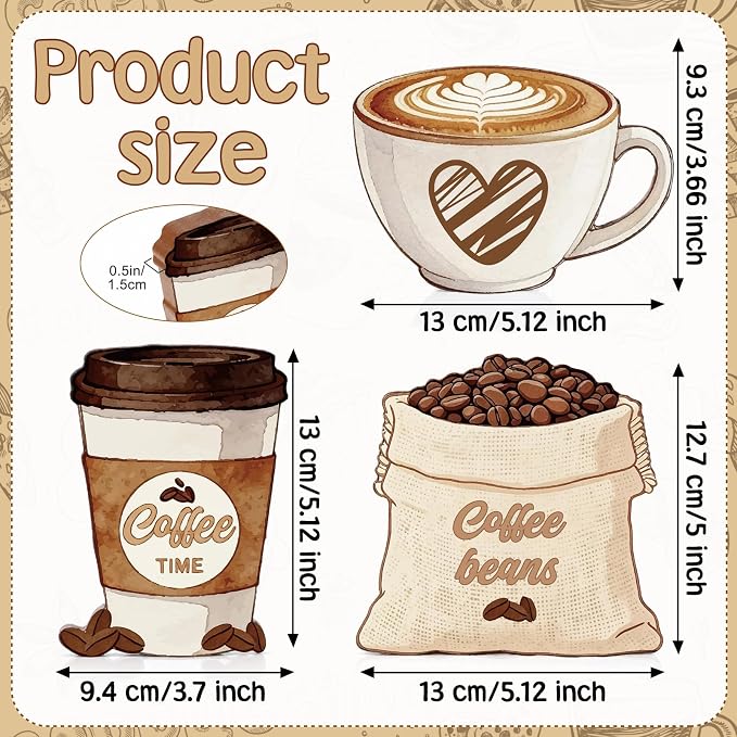 3Pcs Coffee Wooden Tabletop Decor, Coffee Bar Accessories, Rustic Farmhouse - Image 2