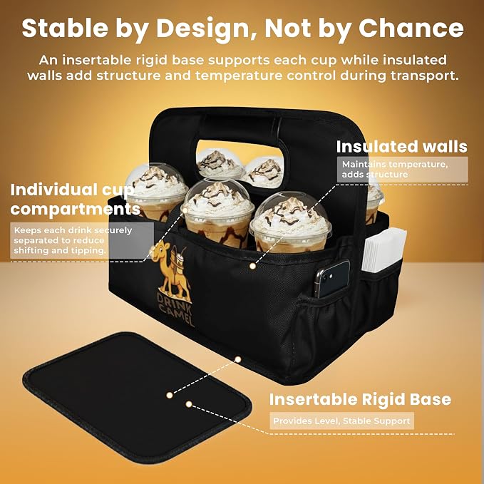 Reusable Drink Carrier with Handle – Durable No-Spill Insulated & Collapsible - Image 3