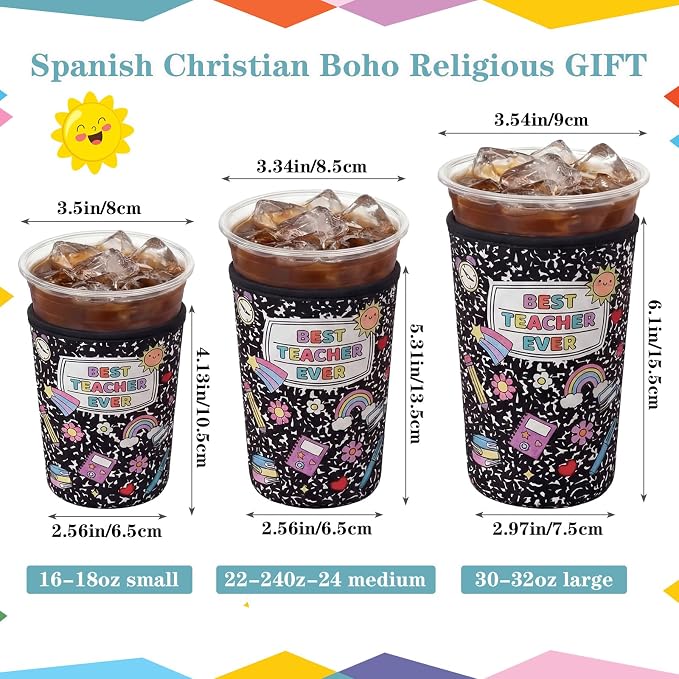 FoldTier 3 Pcs Teacher Appreciation Gifts Teachers Cup Sleeves Iced Coffee - Image 4