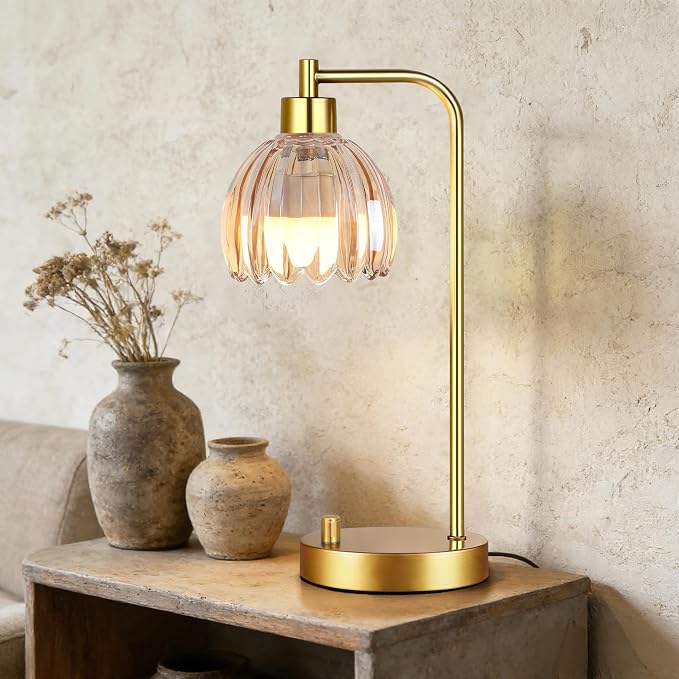 ILLMTW Glass Table Lamp Set of 2, Small Gold Bedside Lamps Dimmable Boho - Image 5