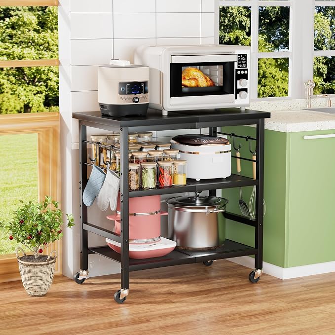 Rolling Kitchen Microwave Cart, 3 Tier Microwave Stand by FURMORENE
