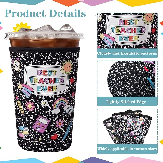 FoldTier 3 Pcs Teacher Appreciation Gifts Teachers Cup Sleeves Iced Coffee - Image 3