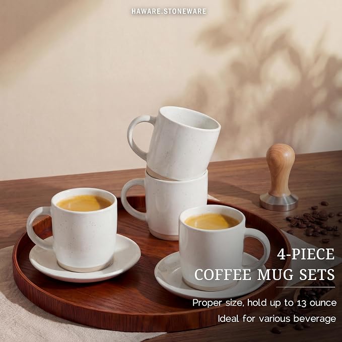 HaWare 13OZ Coffee Mugs Set of 4, Stoneware Coffee Cups, Ceramic Latte Mug - Image 3