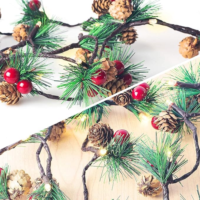 Hongyitime 7.8 FT PineCones String Lights, Christmas Pine Cone Light String - Image 3