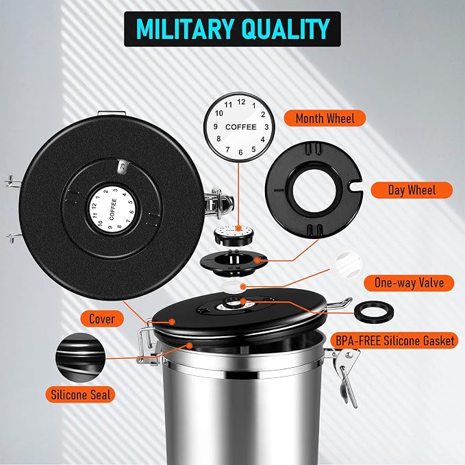Coffee Canister Airtight 35OZ Large, Coffee Storage Container Stainless Steel - Image 5