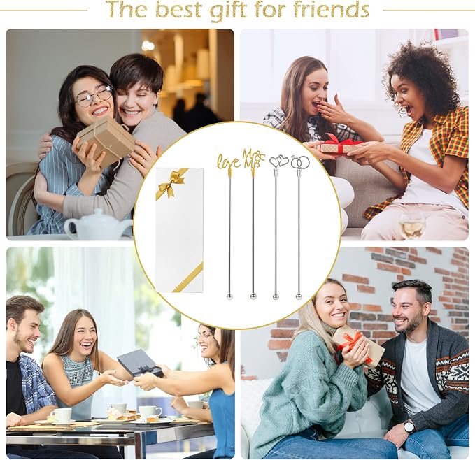 4Pcs Cocktail Stirrers Swizzle Sticks Stainless Steel 7.3" Coffee Stir Sticks - Image 6
