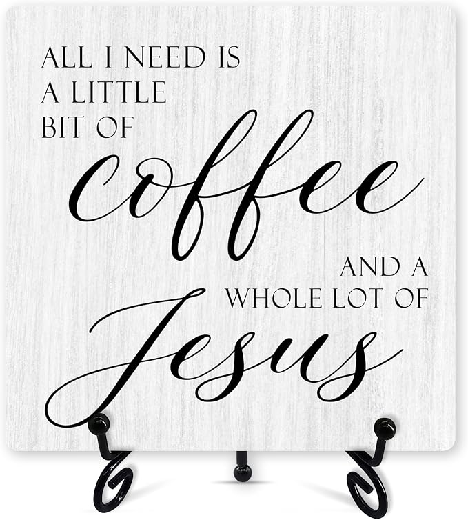 Christian Coffee Sign Desk Decor, Jesus Sign by Unknown