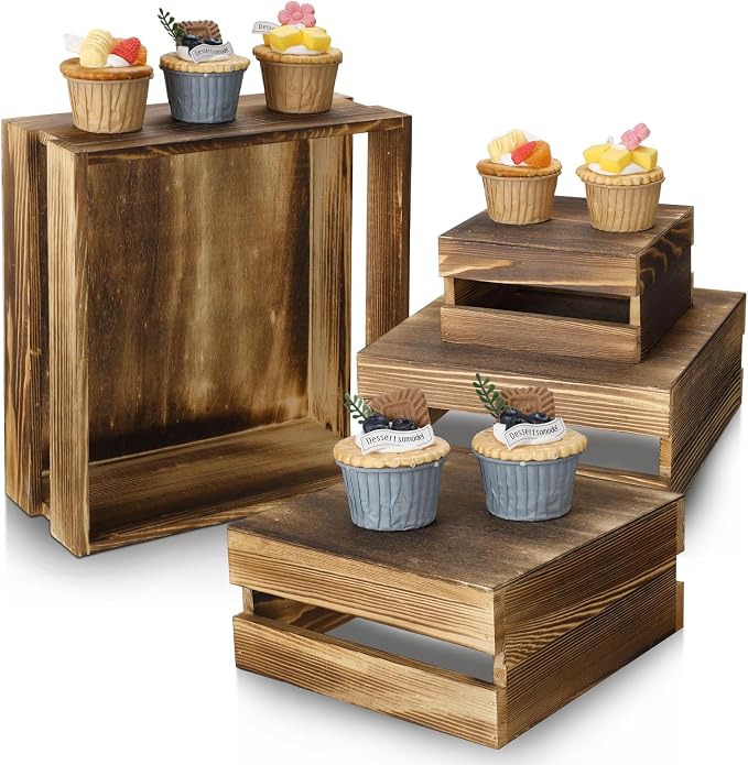 Sieral 4 Pieces Wood Cupcake Display Stand Decorative Dessert Appetizer Cake by Sieral