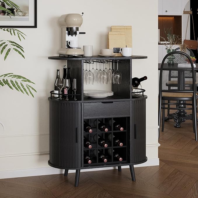 31.5" Home Bar Cabinet with Wine Rack, Industrial Coffee Bar Cabinet with by YUWVVCV