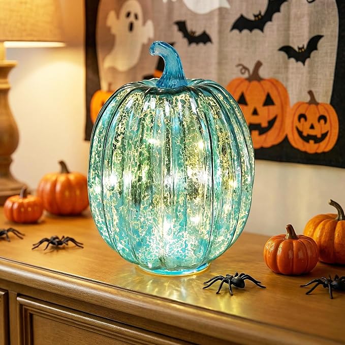 Mercury Glass Pumpkin Light - Image 2