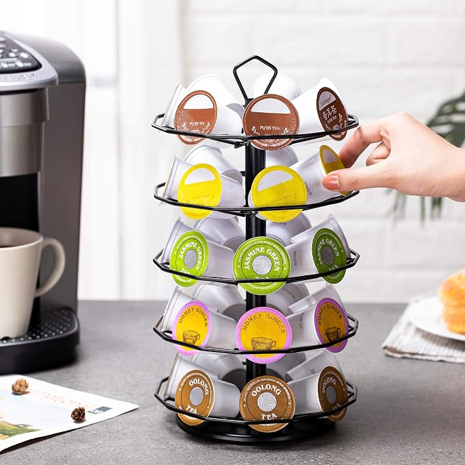 FlagShip for Keurig Pod Holder K cup Carousel Coffee Pod Holder Stand Black - Image 8