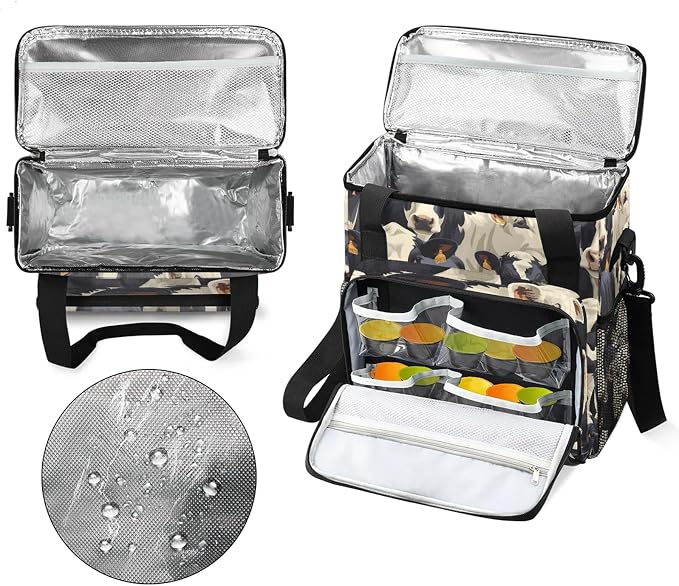 Cute Cow Print Coffee Maker Carring Bag, Large Insulated Storage Organizer Case - Image 3
