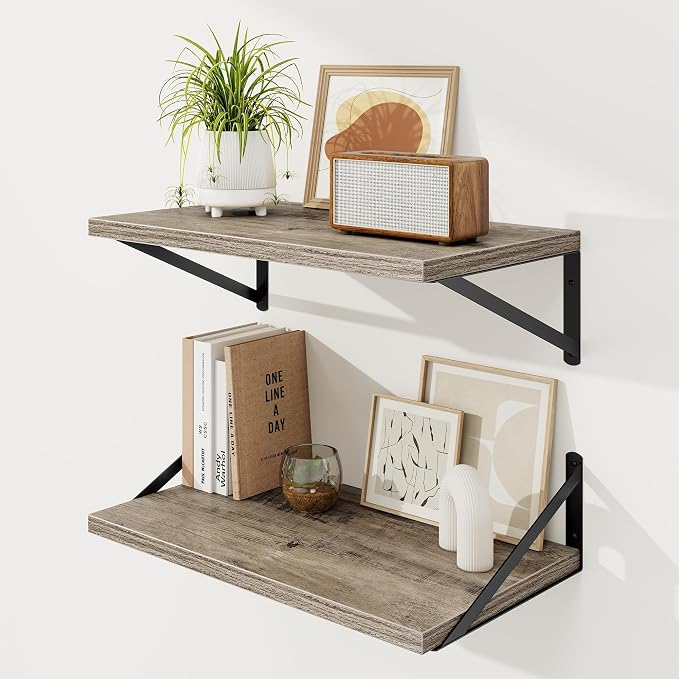 Floating Shelves 12 Inch Deep, 24W x 12D Wall Shelf Set of 2, 50 lbs Heavy Duty by KovaScapeHomeDecor