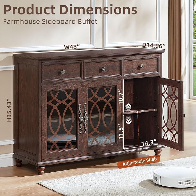 Joaxswe Farmhouse Sideboard Buffet Cabinet - Image 2