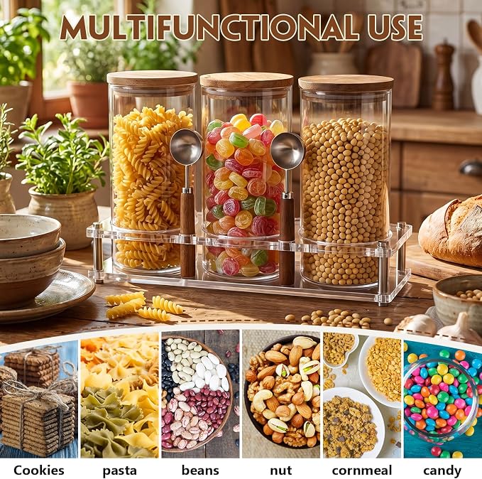 Suclain 3 Pcs Glass Coffee Bean Canister Coffee Bean Container - Image 4