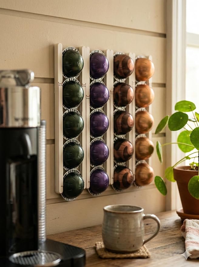 Adhesive Coffee Pod Holder for Nespresso VertuoLine, Holds 20 Capsules - Image 4