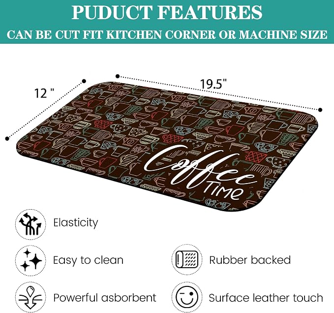 Coffee Mat - Absorbent Coffee Bar Drying Mat - Waterproof Protects Kitchen - - Image 3