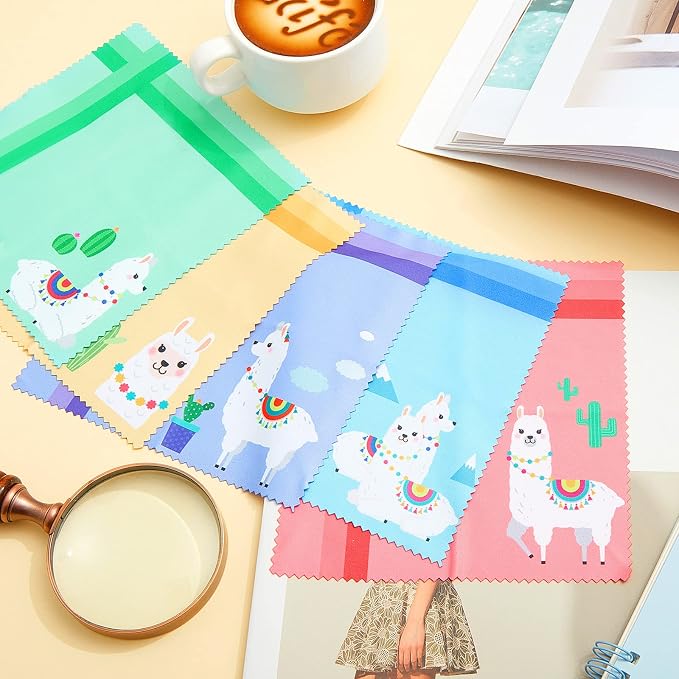 Weewooday 18 Pack Glasses Cleaning Cloth Cute Llama Cactus Design Microfiber - Image 5
