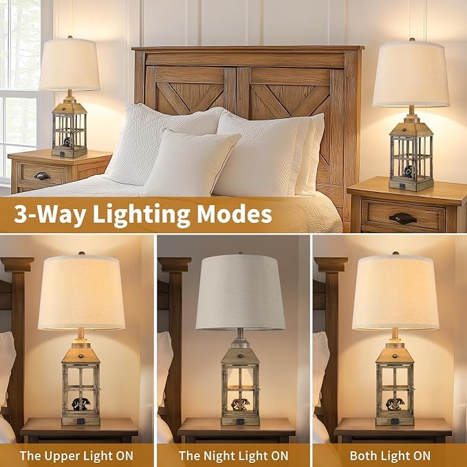 25" Farmhouse Table Lamps for Living Room, Table Lamps Set of 2 - Image 3