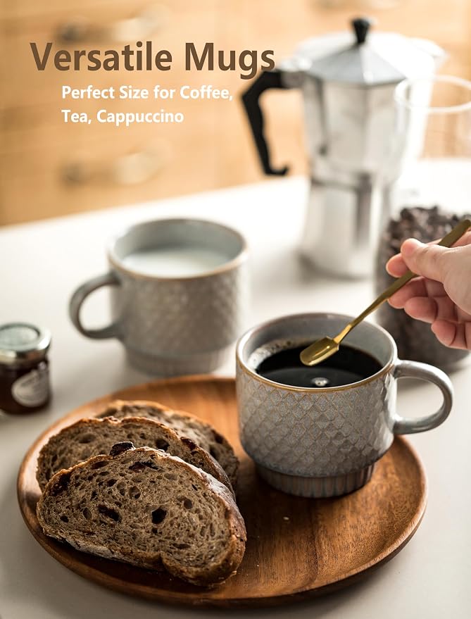 Gomakren Coffee Mugs Set of 4, 13 Ounce Stackable Coffee Mugs - Image 7