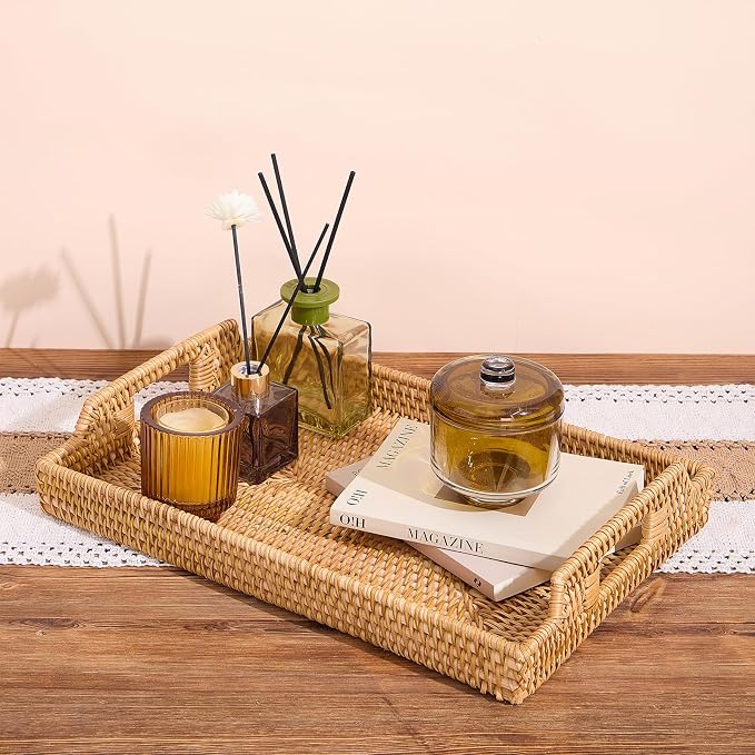 Rattan Rectangular Serving Tray - Image 2