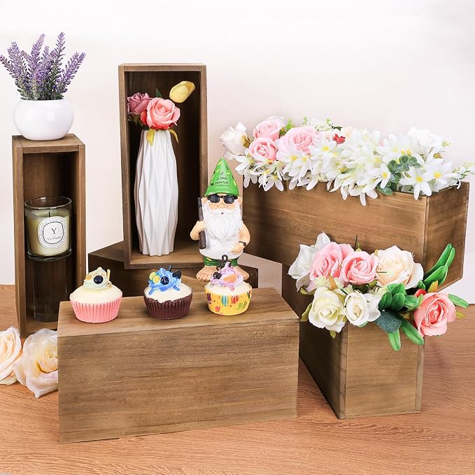 6 Pcs Rustic Wooden Boxes for Storage, Decorative, Arts & Crafts, Rectangle - Image 5