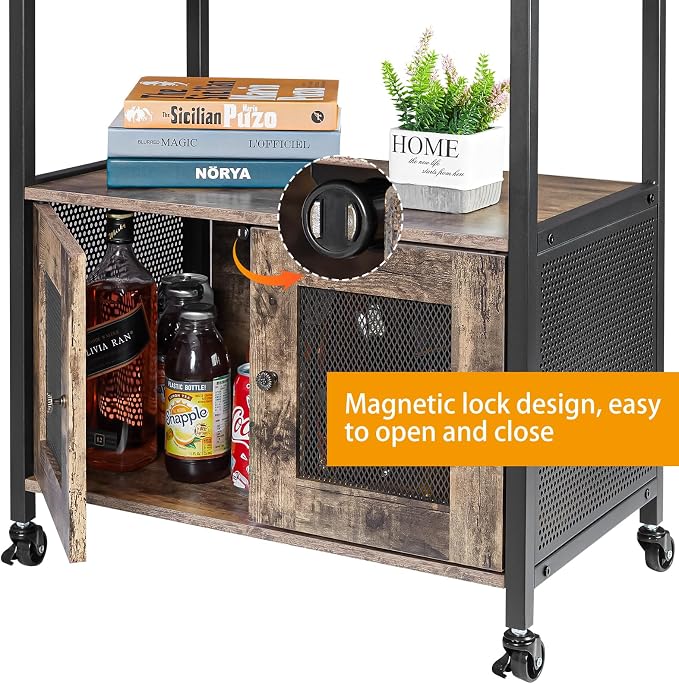 X-cosrack Coffee Bar Cabinet，3 Tiers Kitchen Coffee Cart - Image 3