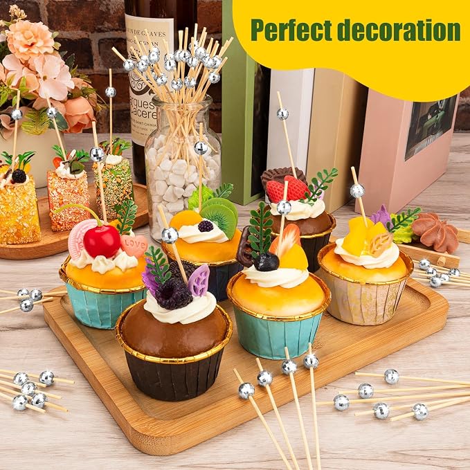 600 Pcs Cocktail Picks Silver Disco Ball Decorative Toothpicks - Image 3