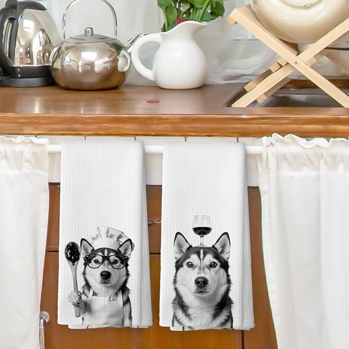 Funny Siberian Husky Hand Towels, Siberian Husky Gifts - Image 2