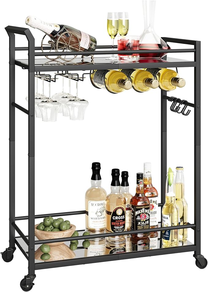 3 Tier Bar Cart, Small Beverage Cart, Mini Bar Cart - Image 5