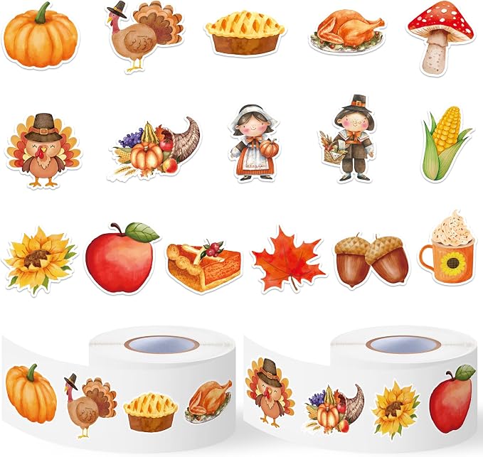 Haooryx Thanksgiving Watercolor Sticker Roll by Haooryx