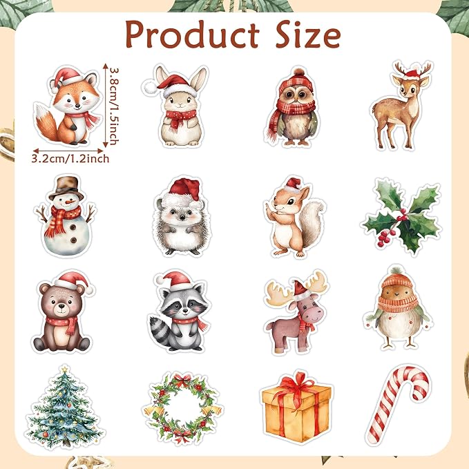 Haooryx Christmas Animal Sticker Roll - Image 2