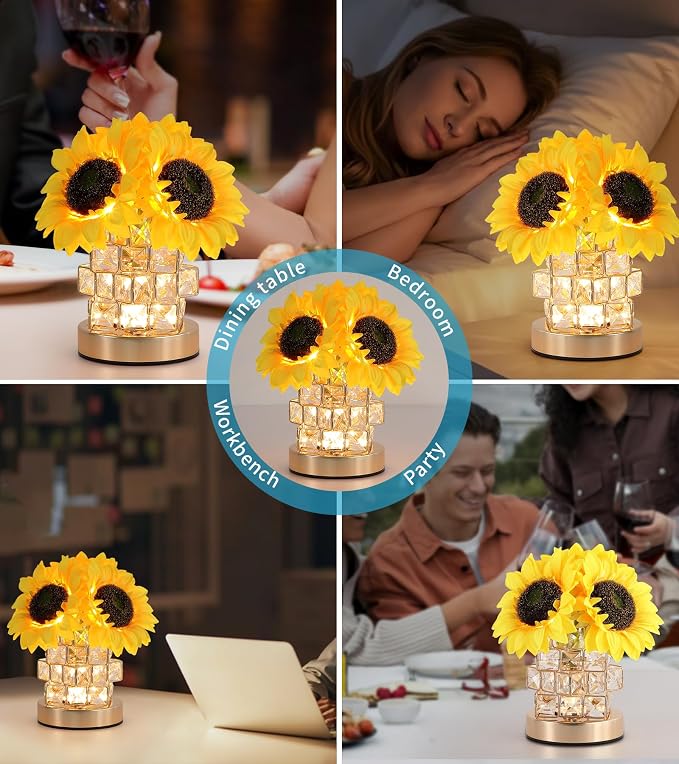 AIHYING Sunflowers Flower Lamp, Rechargeable Cordless Touch Lamp, 3-Colour - Image 3