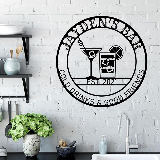 Custom Bar Sign Whisky Cocktail Drink Personalized Metal Wall Art Whiskey Sign - Image 3