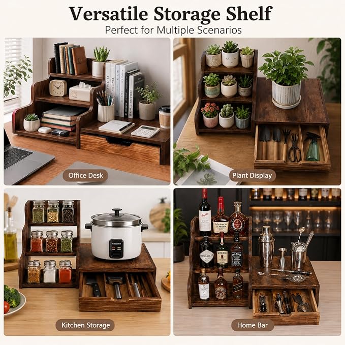 Wood Coffee Bar Organizer Station - Image 7